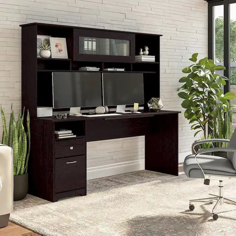 Bureau informatique 72W avec huche et tiroirs par