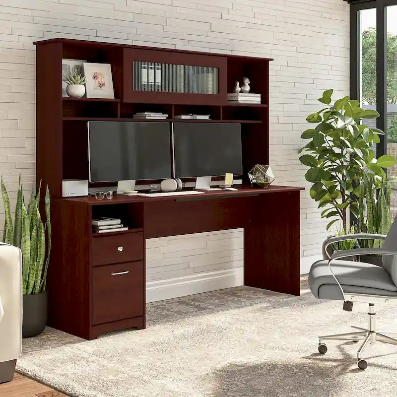 Bureau informatique 72W avec huche et tiroirs par