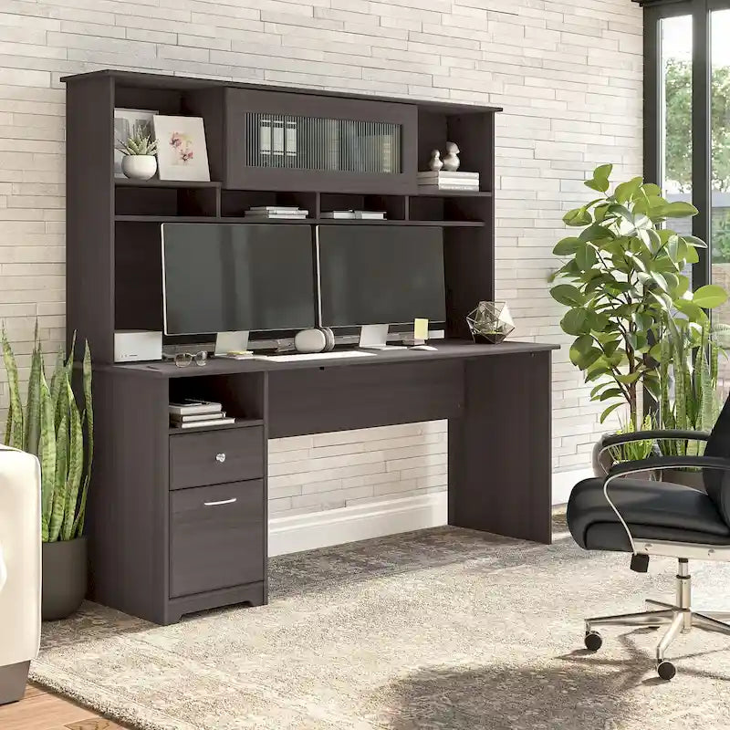 Bureau informatique 72W avec huche et tiroirs par