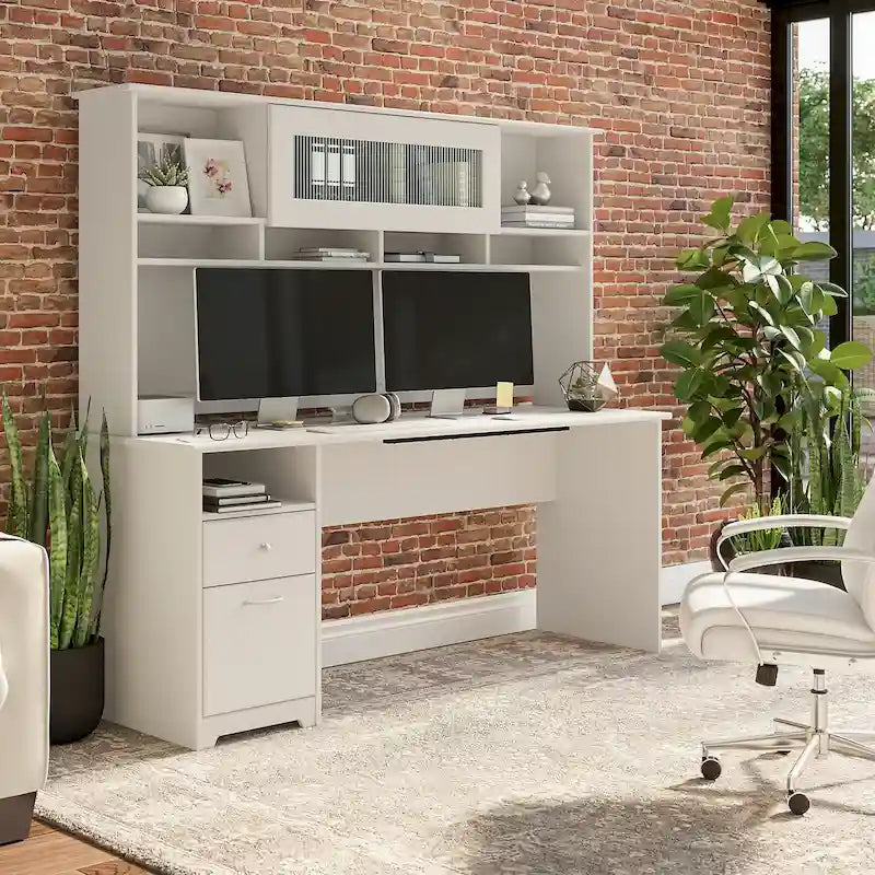 Bureau informatique 72W avec huche et tiroirs par