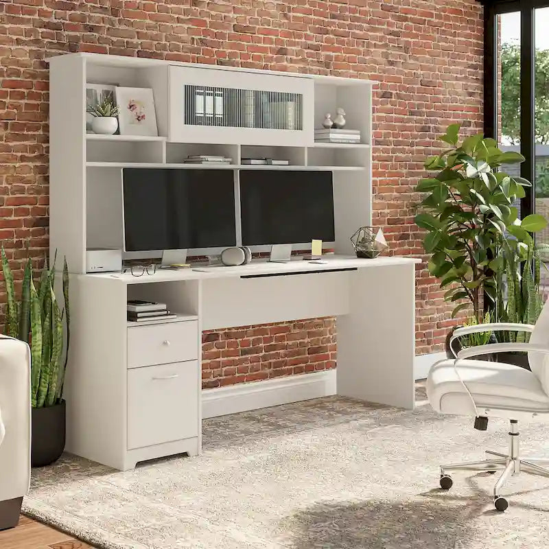 Bureau informatique 72W avec huche et tiroirs par