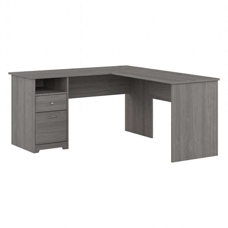 Bureau d'angle en L de 152,4 cm avec huche et tiroirs par