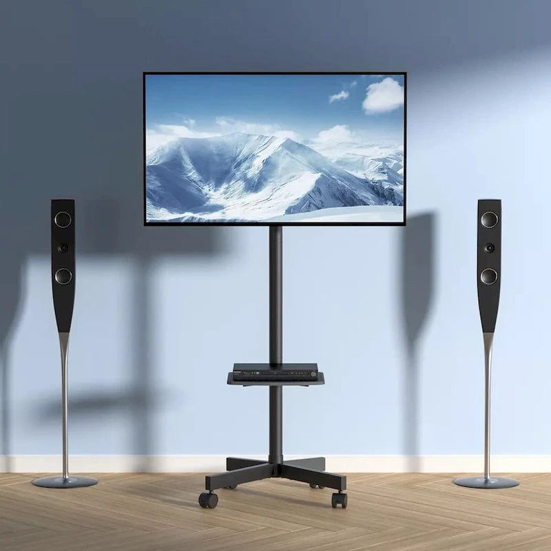 TV Stand Mobile Cart for 23-60 TVs with Wheels & A Tray - 62 inches