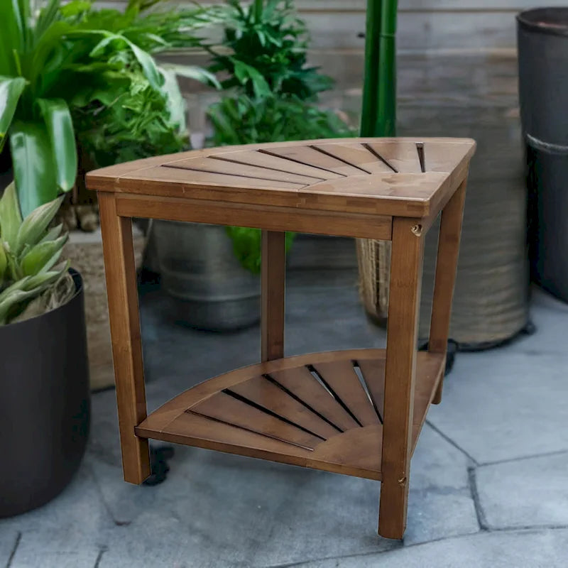 Banc d'angle en bambou massif style spa