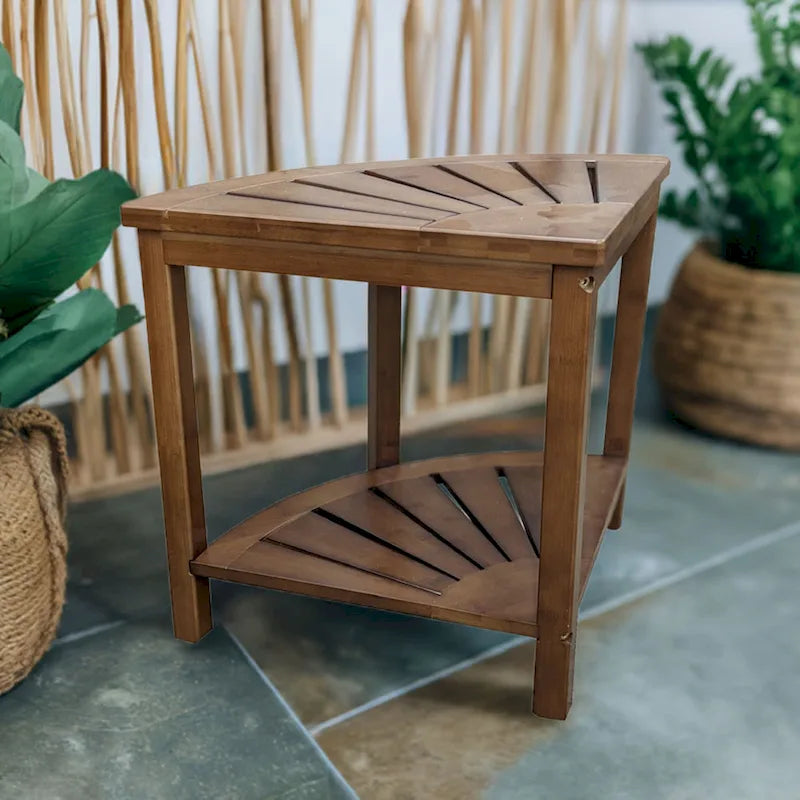 Banc d'angle en bambou massif style spa