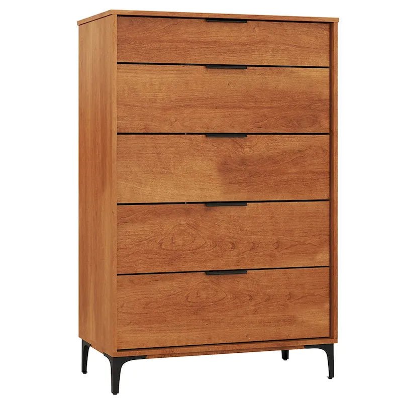 Commode 5 tiroirs avec système de verrouillage, pieds de support en métal et