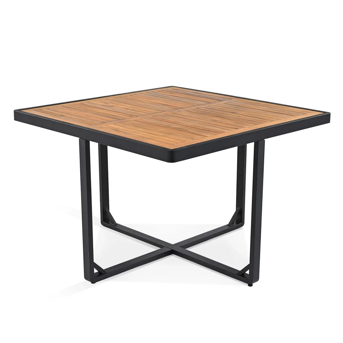 Ensemble de salle à manger d'extérieur 18 pièces en bois d'acacia, 8 chaises rembourrées, 8 poufs et 2 tables carrées