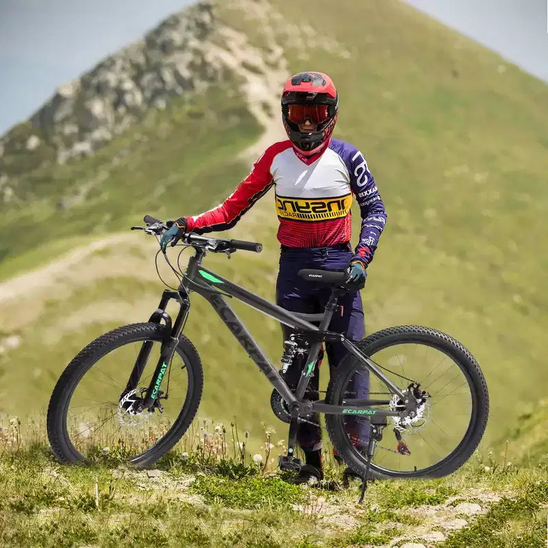 Vélo de montagne Okak 27,5 pouces avec double amortisseur avant et arrière, VTT 21 vitesses avec frein à disque mécanique, vélo adulte pour hommes et femmes