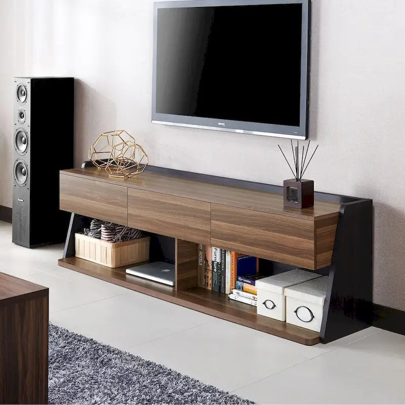 Alan Modern Walnut 73-inch 3-Drawer TV Console by 