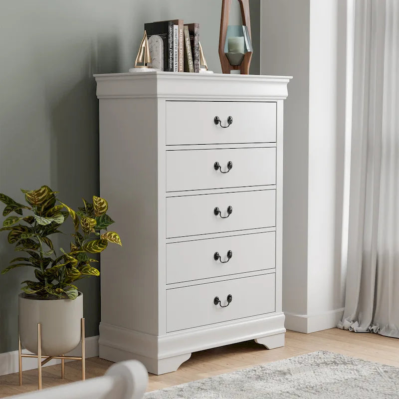  Devi Traditional Solid Wood 5-drawer Chest