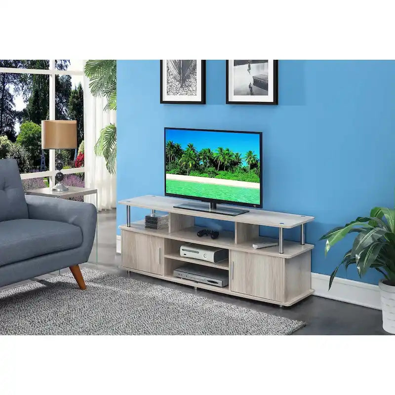 Meuble TV de 65 pouces avec placards et étagères de rangement