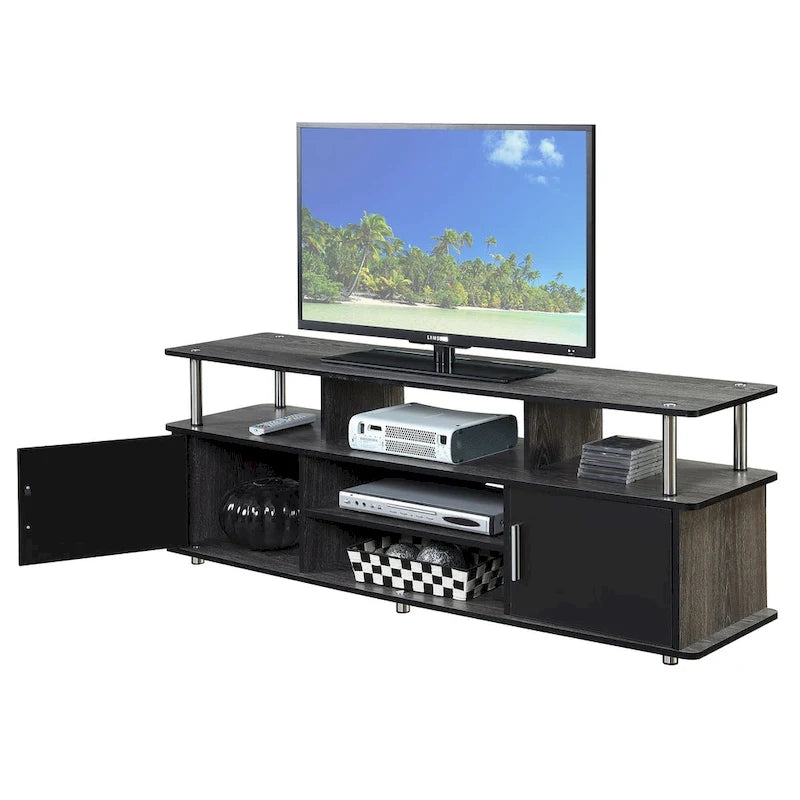 Meuble TV de 65 pouces avec placards et étagères de rangement