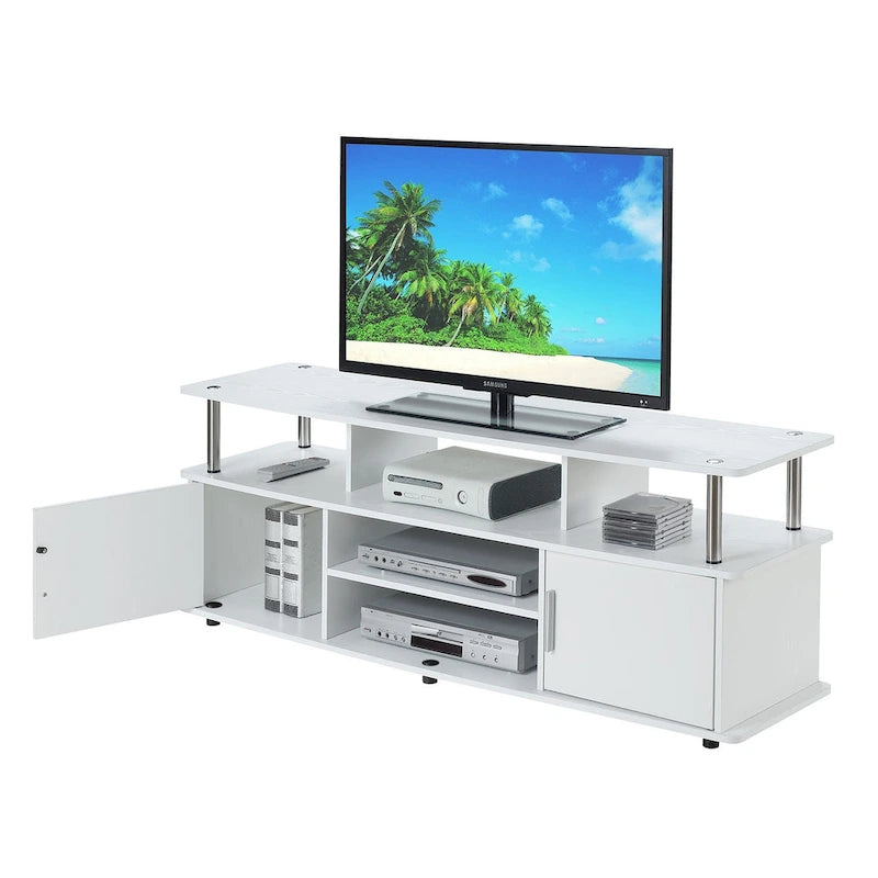 Meuble TV de 65 pouces avec placards et étagères de rangement