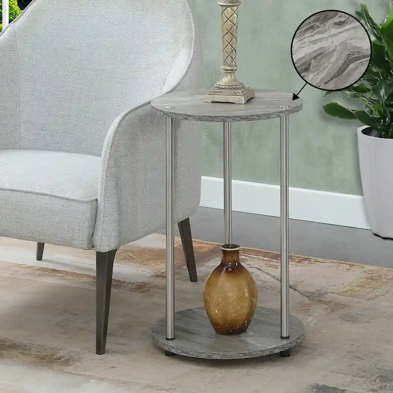 Table d'appoint ronde à 2 niveaux sans outils