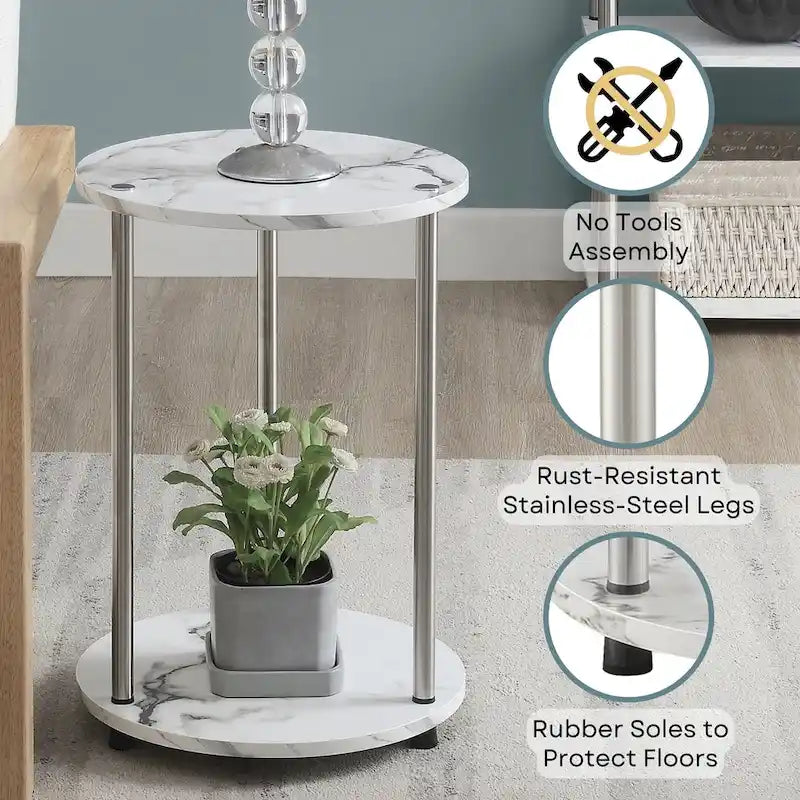  Designs2Go No Tools 2 Tier Round End Table
