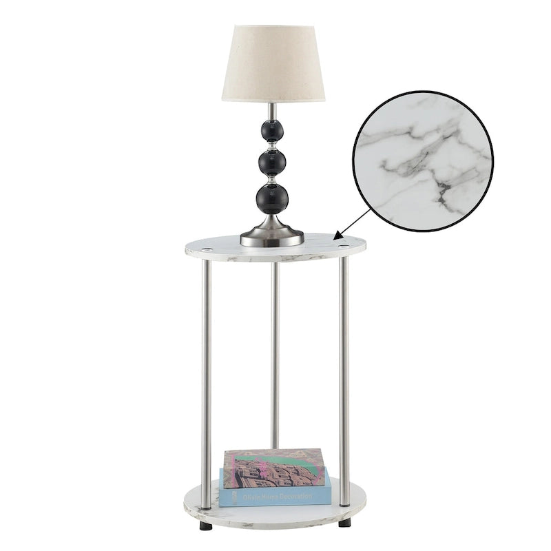 Table d'appoint ronde à 2 niveaux sans outils