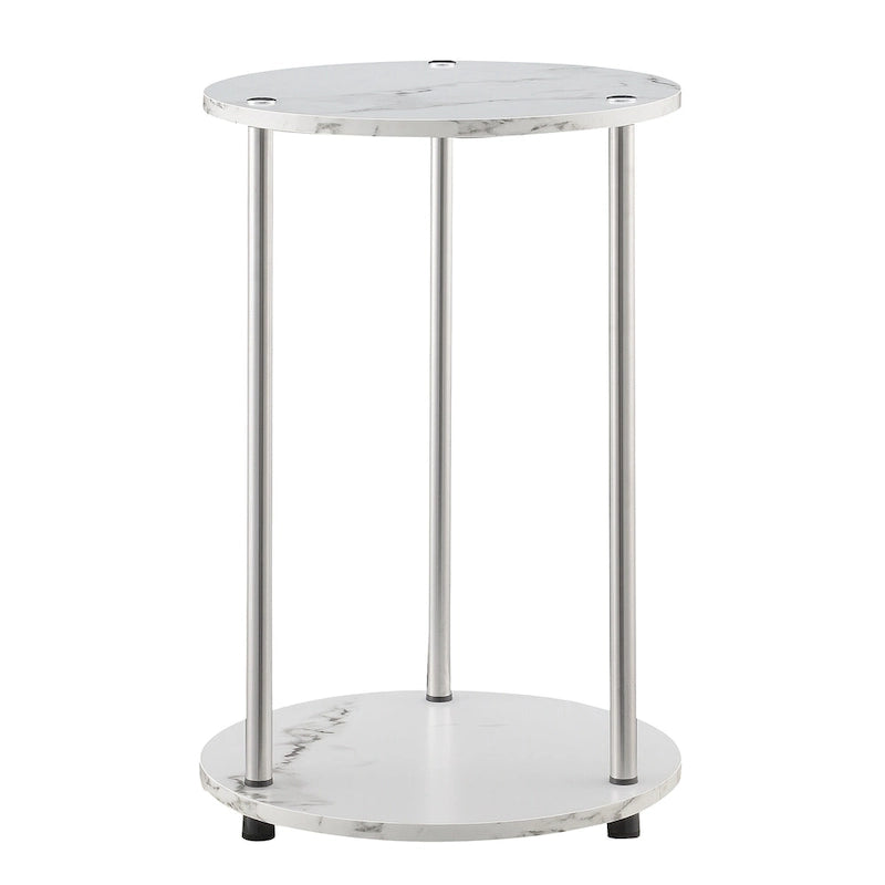 Table d'appoint ronde à 2 niveaux sans outils