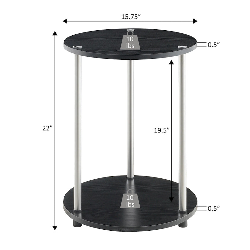 Table d'appoint ronde à 2 niveaux sans outils