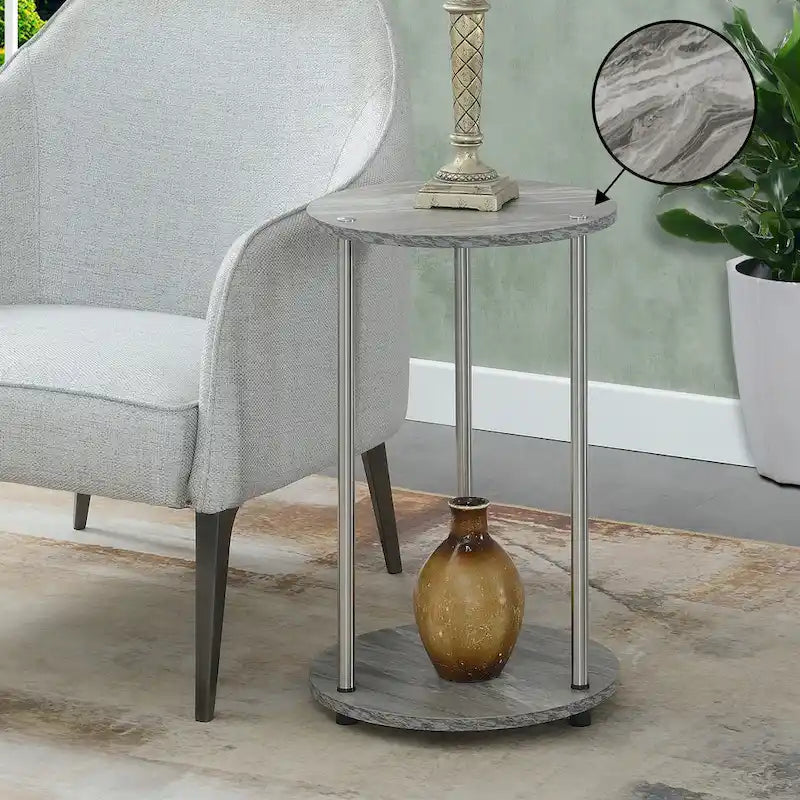 Table d'appoint ronde à 2 niveaux sans outils