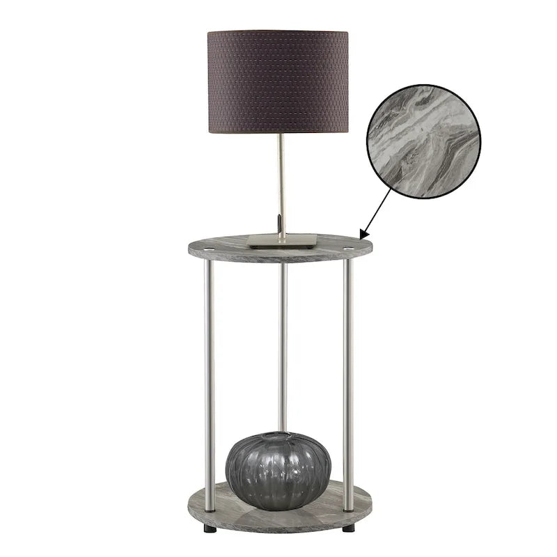 Table d'appoint ronde à 2 niveaux sans outils