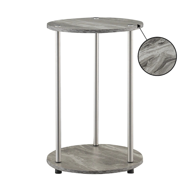 Table d'appoint ronde à 2 niveaux sans outils