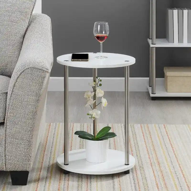 Table d'appoint ronde à 2 niveaux sans outils