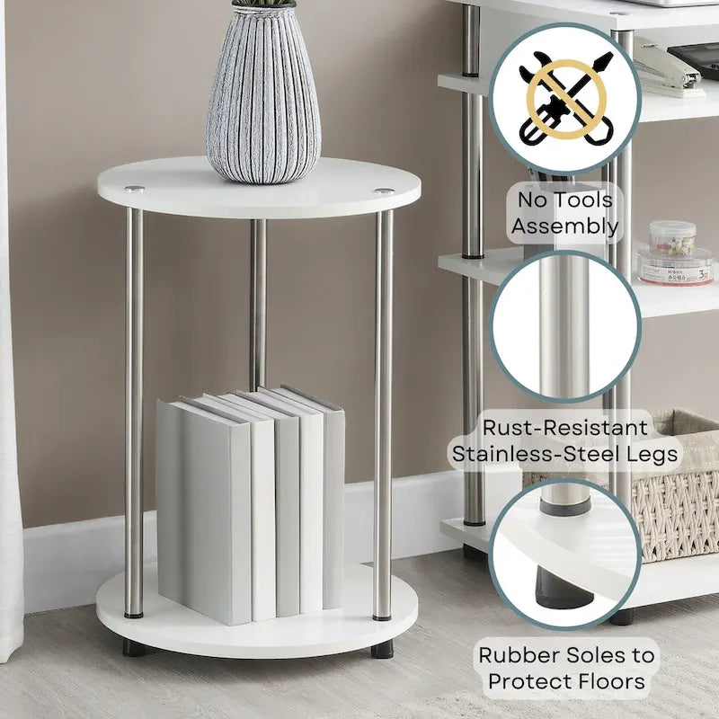 Table d'appoint ronde à 2 niveaux sans outils