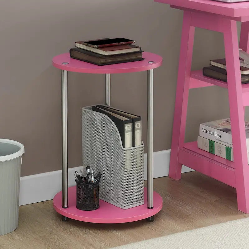 Table d'appoint ronde à 2 niveaux sans outils