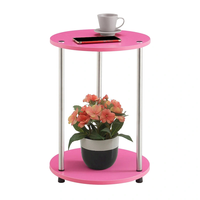 Table d'appoint ronde à 2 niveaux sans outils