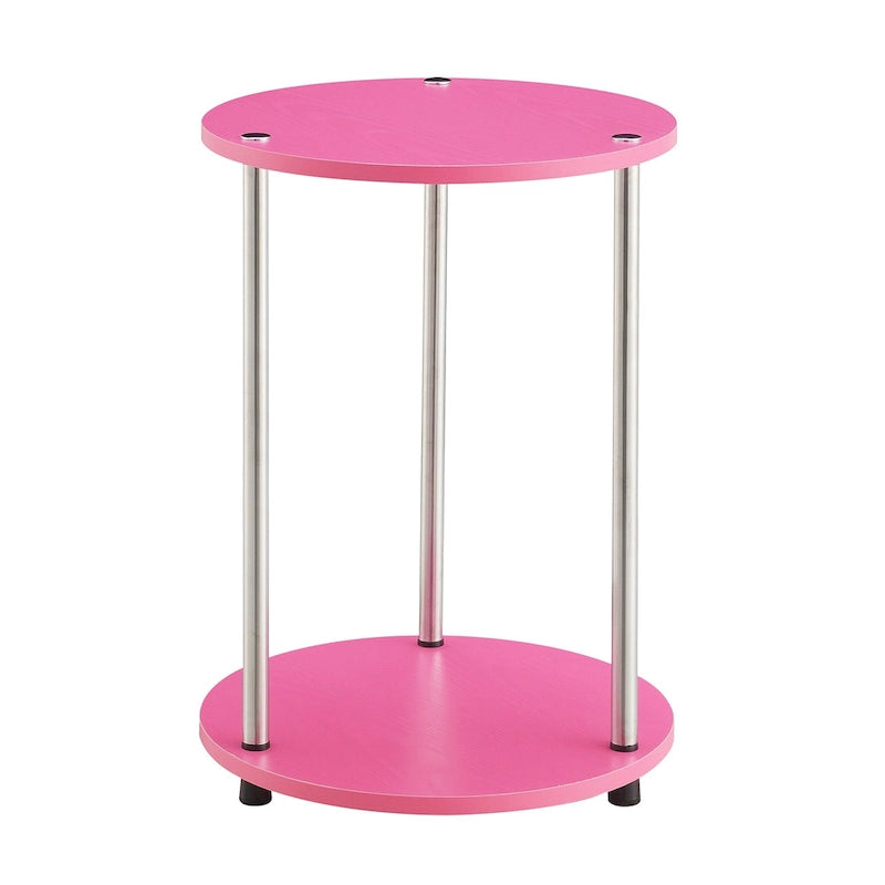 Table d'appoint ronde à 2 niveaux sans outils