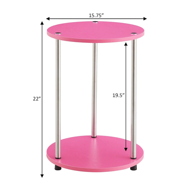 Table d'appoint ronde à 2 niveaux sans outils