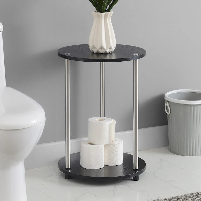 Table d'appoint ronde à 2 niveaux sans outils