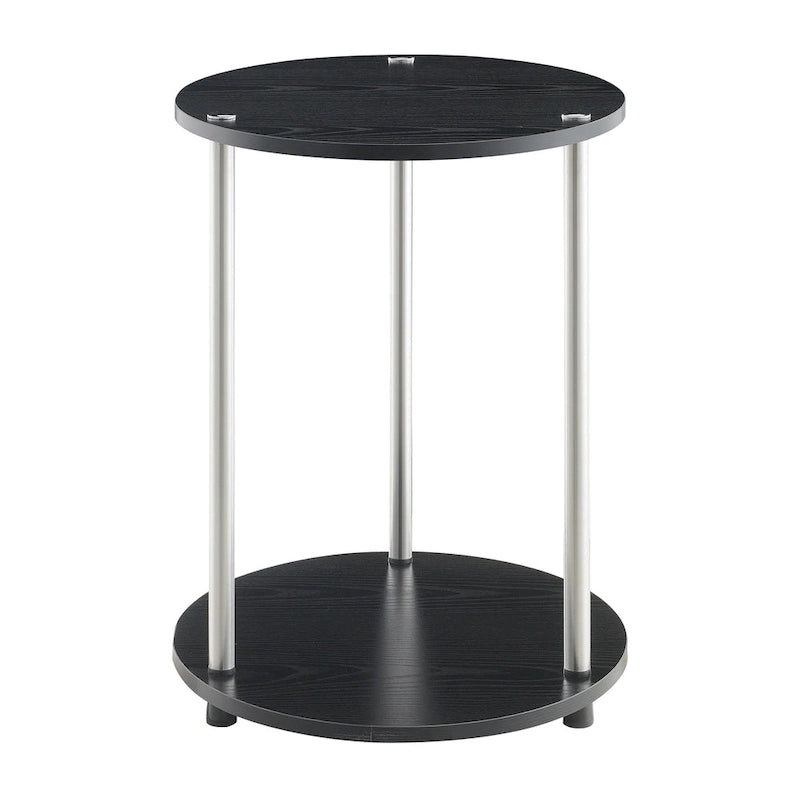 Table d'appoint ronde à 2 niveaux sans outils