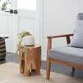 Table d'appoint en teck faite à la main avec bord naturel - Marron - - 12L x 12P x 16H