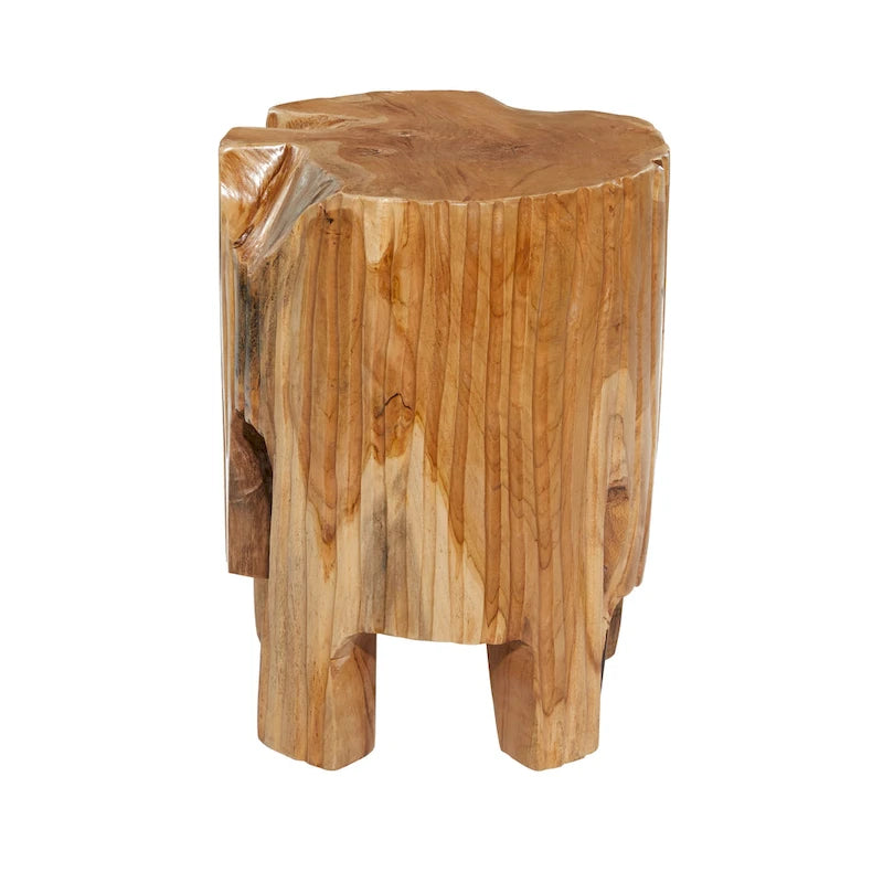 Table d'appoint en teck faite à la main avec bord naturel - Marron - - 12L x 12P x 16H