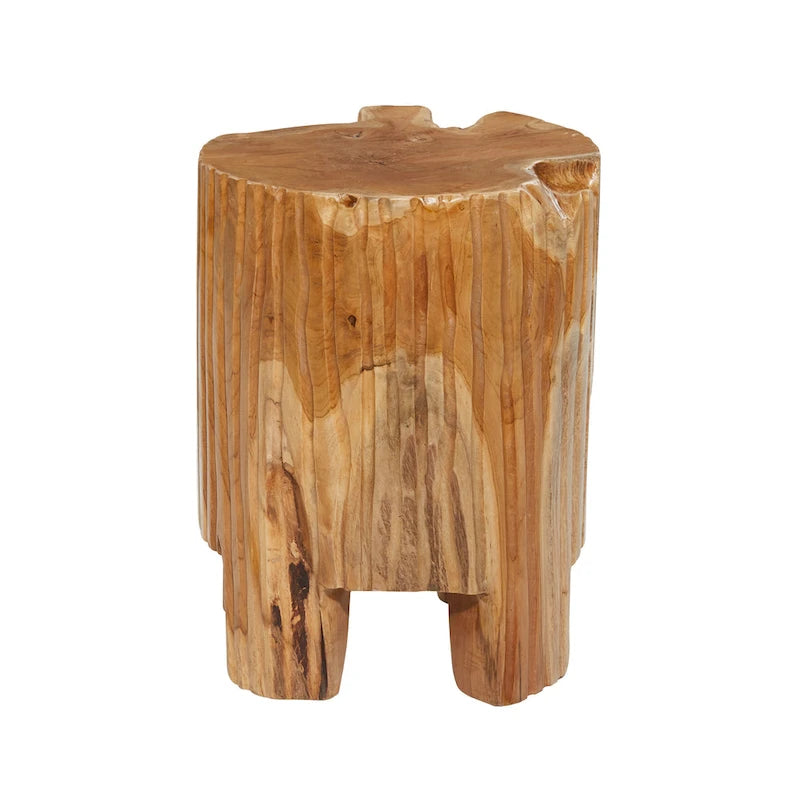 Table d'appoint en teck faite à la main avec bord naturel - Marron - - 12L x 12P x 16H