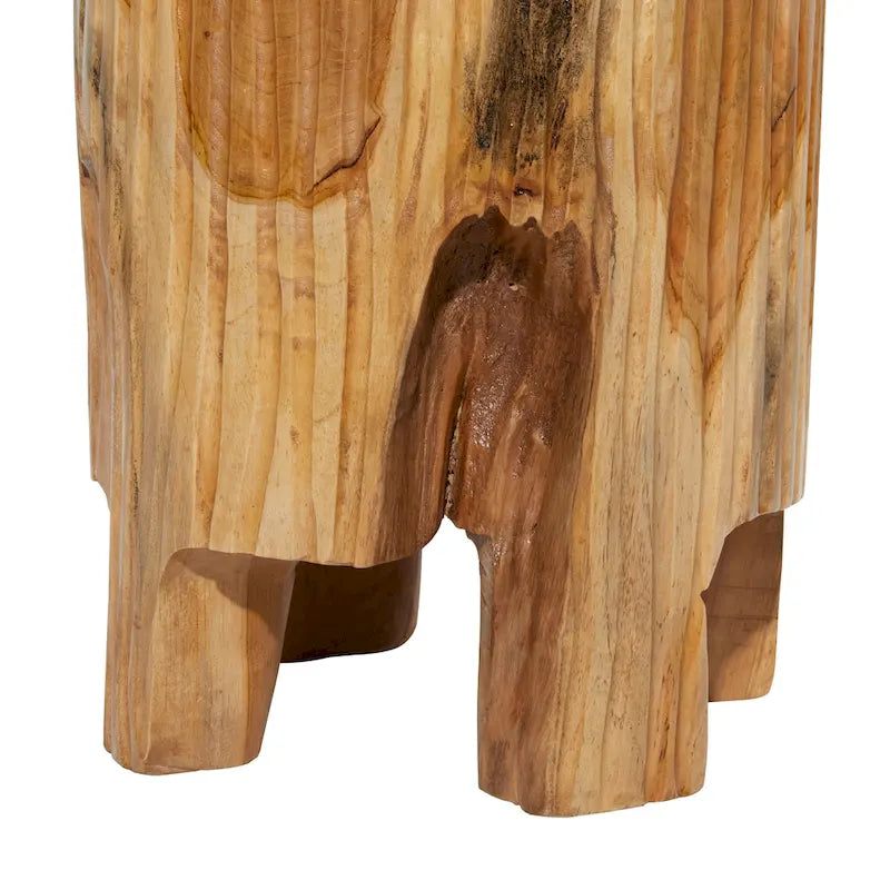 Table d'appoint en teck faite à la main avec bord naturel - Marron - - 12L x 12P x 16H