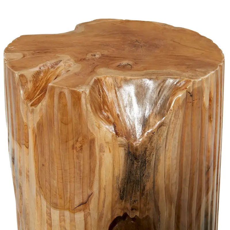 Table d'appoint en teck faite à la main avec bord naturel - Marron - - 12L x 12P x 16H
