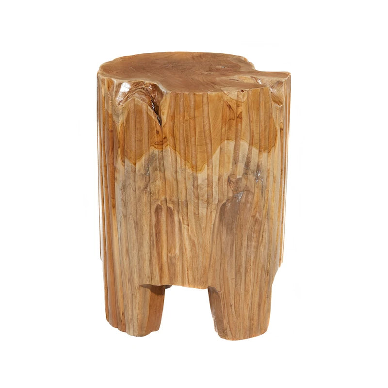 Table d'appoint en teck faite à la main avec bord naturel - Marron - - 12L x 12P x 16H