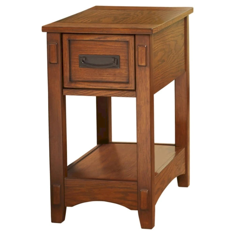 Table d'appoint de bout de canapé en bois finition brune - 13 L x 22,13 P x 23,13 H