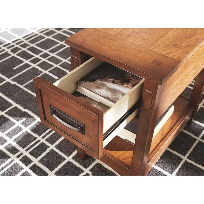 Table d'appoint de bout de canapé en bois finition brune - 13 L x 22,13 P x 23,13 H