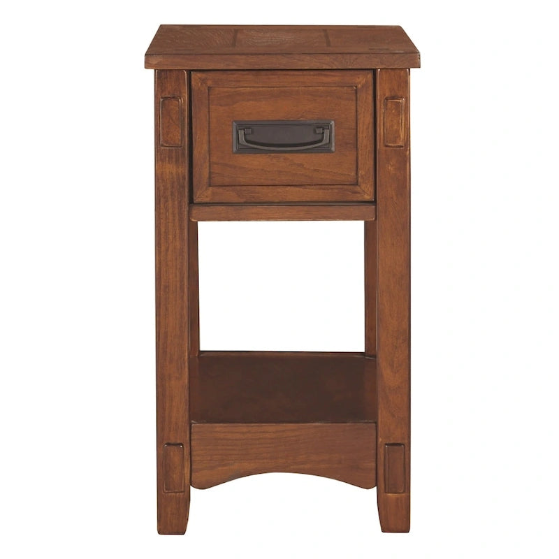Table d'appoint de bout de canapé en bois finition brune - 13 L x 22,13 P x 23,13 H