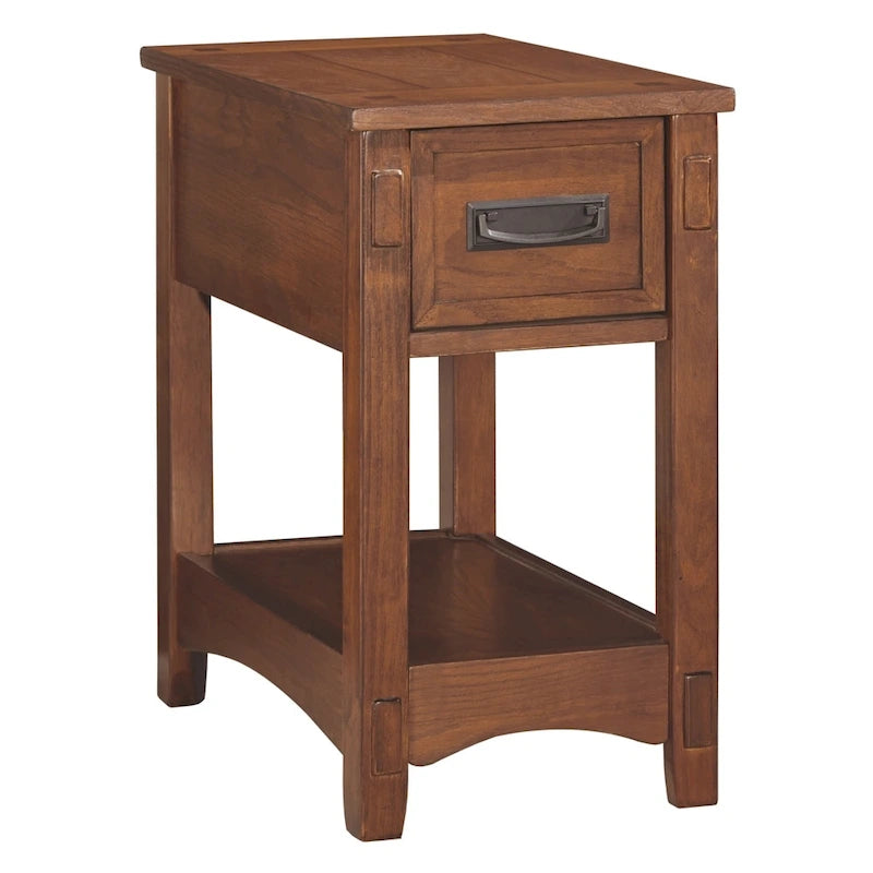 Table d'appoint de bout de canapé en bois finition brune - 13 L x 22,13 P x 23,13 H