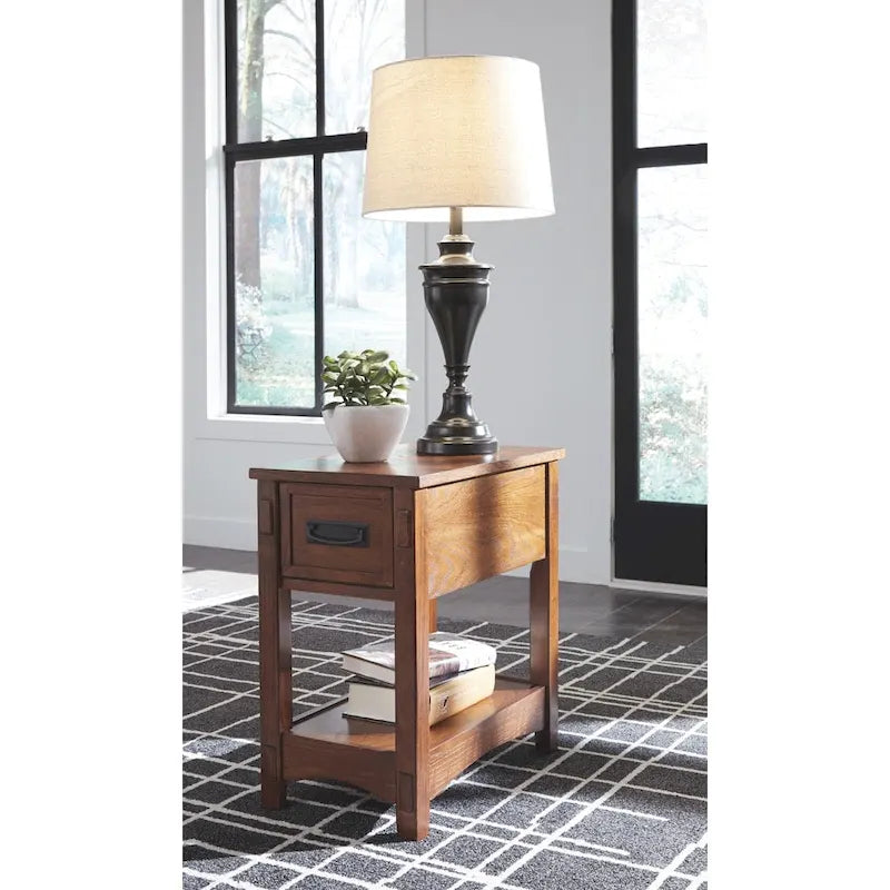 Table d'appoint de bout de canapé en bois finition brune - 13 L x 22,13 P x 23,13 H
