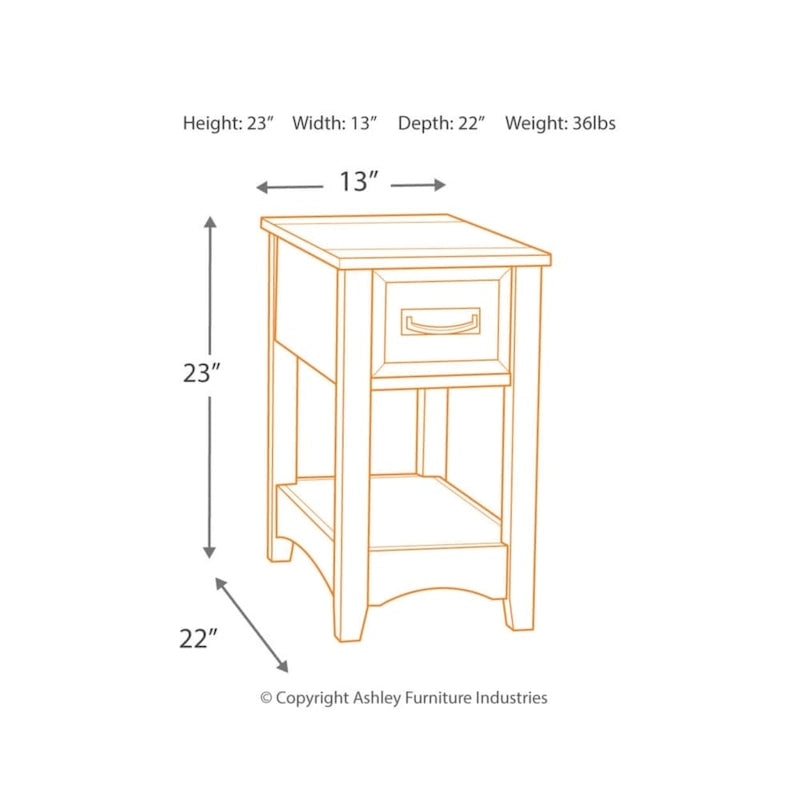 Table d'appoint de bout de canapé en bois finition brune - 13 L x 22,13 P x 23,13 H