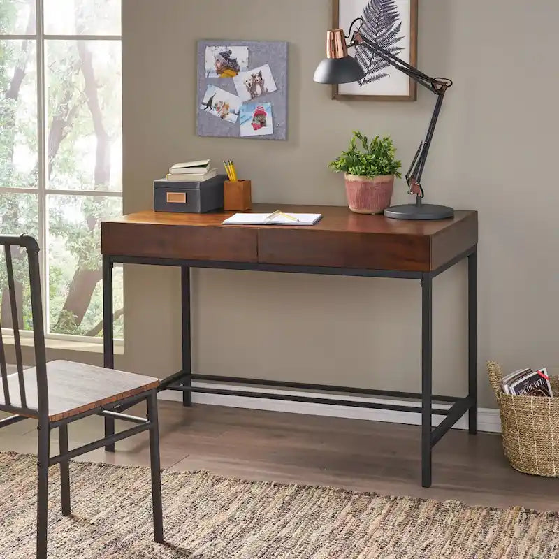 Ebany Industrial Acacia Wood Storage Desk by 