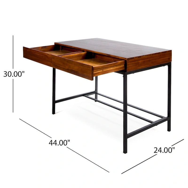 Bureau de rangement industriel en bois d'acacia