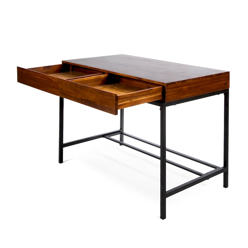 Bureau de rangement industriel en bois d'acacia