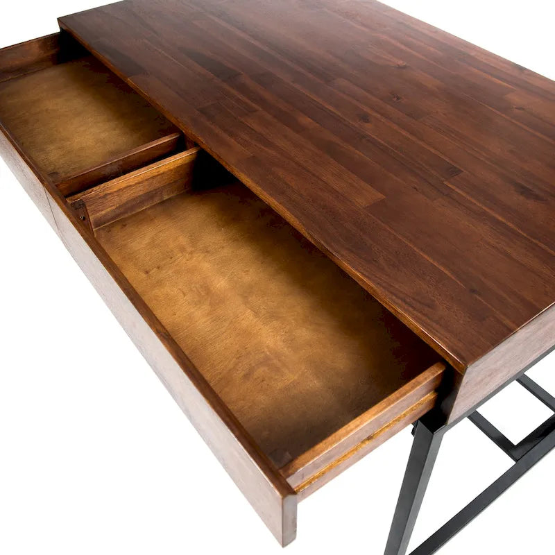 Bureau de rangement industriel en bois d'acacia