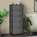Commode de chambre à 5 tiroirs avec tour de rangement verticale en tissu